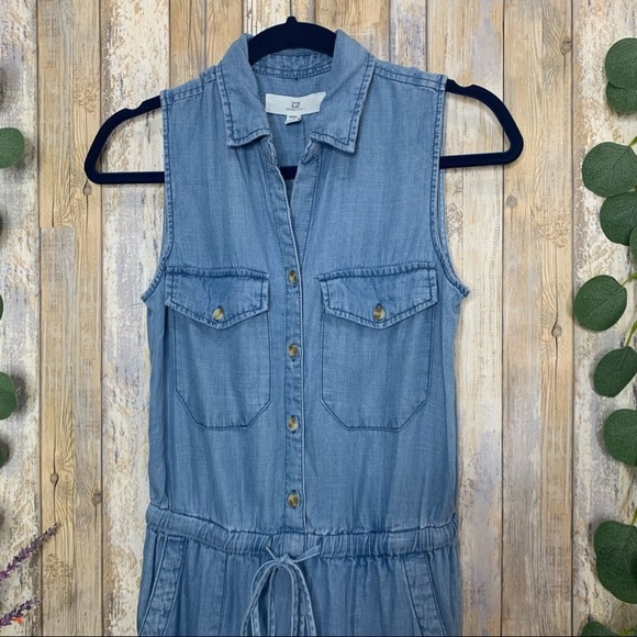 Thread & Supply Chambray Sleeveless Jumpsuit - Picture 2 of 7